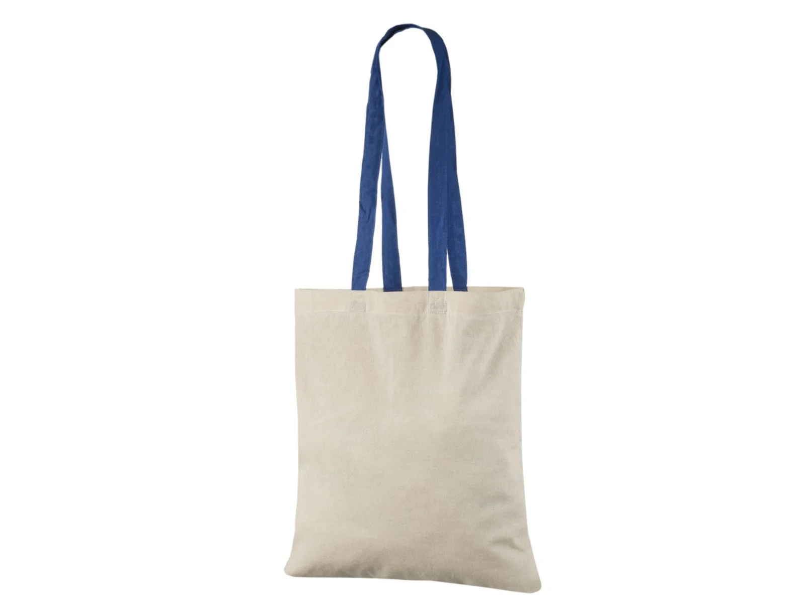 Bolsa tote de algodón 140 g/m² Asas de contraste Natural Azul royal, sin imprimir