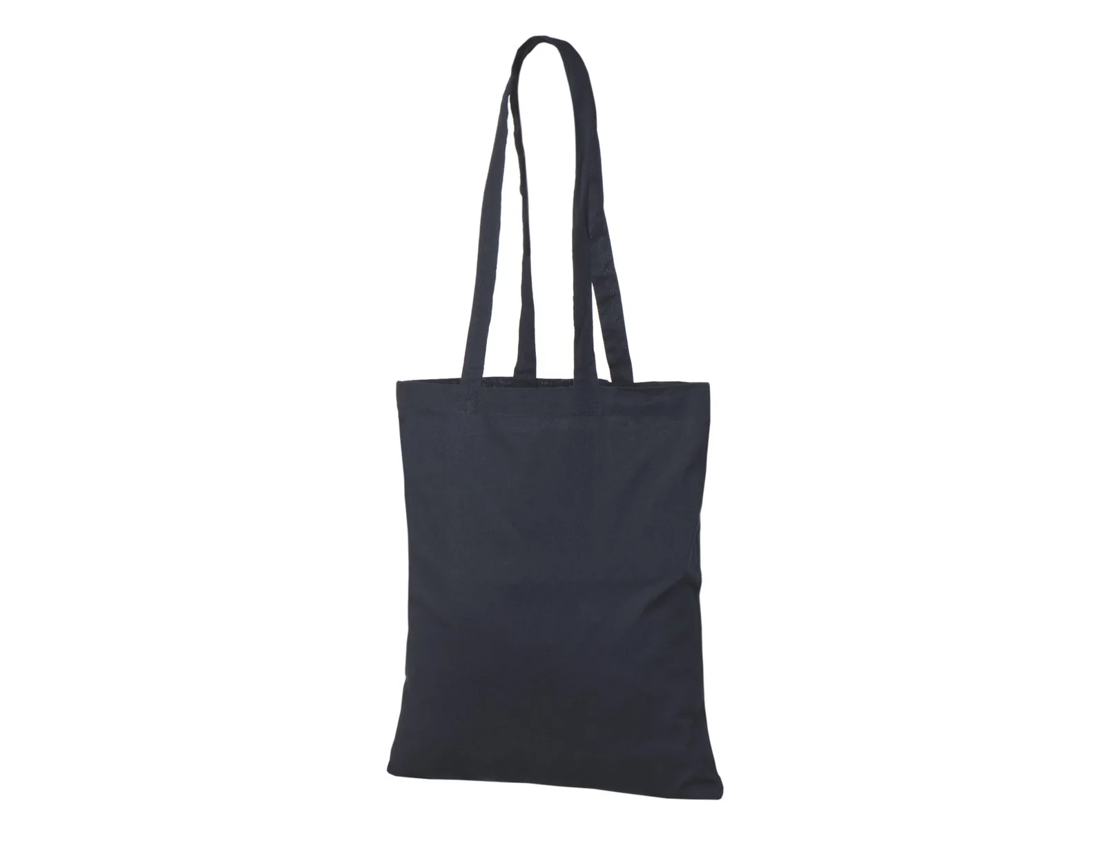 Bolsa tote de algodón 140 g/m² Asas largas Azul marino, sin imprimir