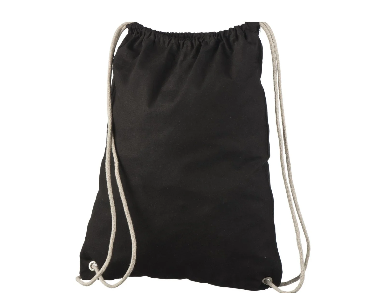 Mochila de algodón con cordón 140 g/m² Negro, sin imprimir