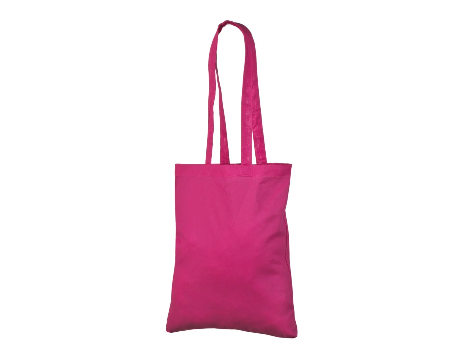 Tote bag en coton 140 g/m² anses longues magenta, non imprimé