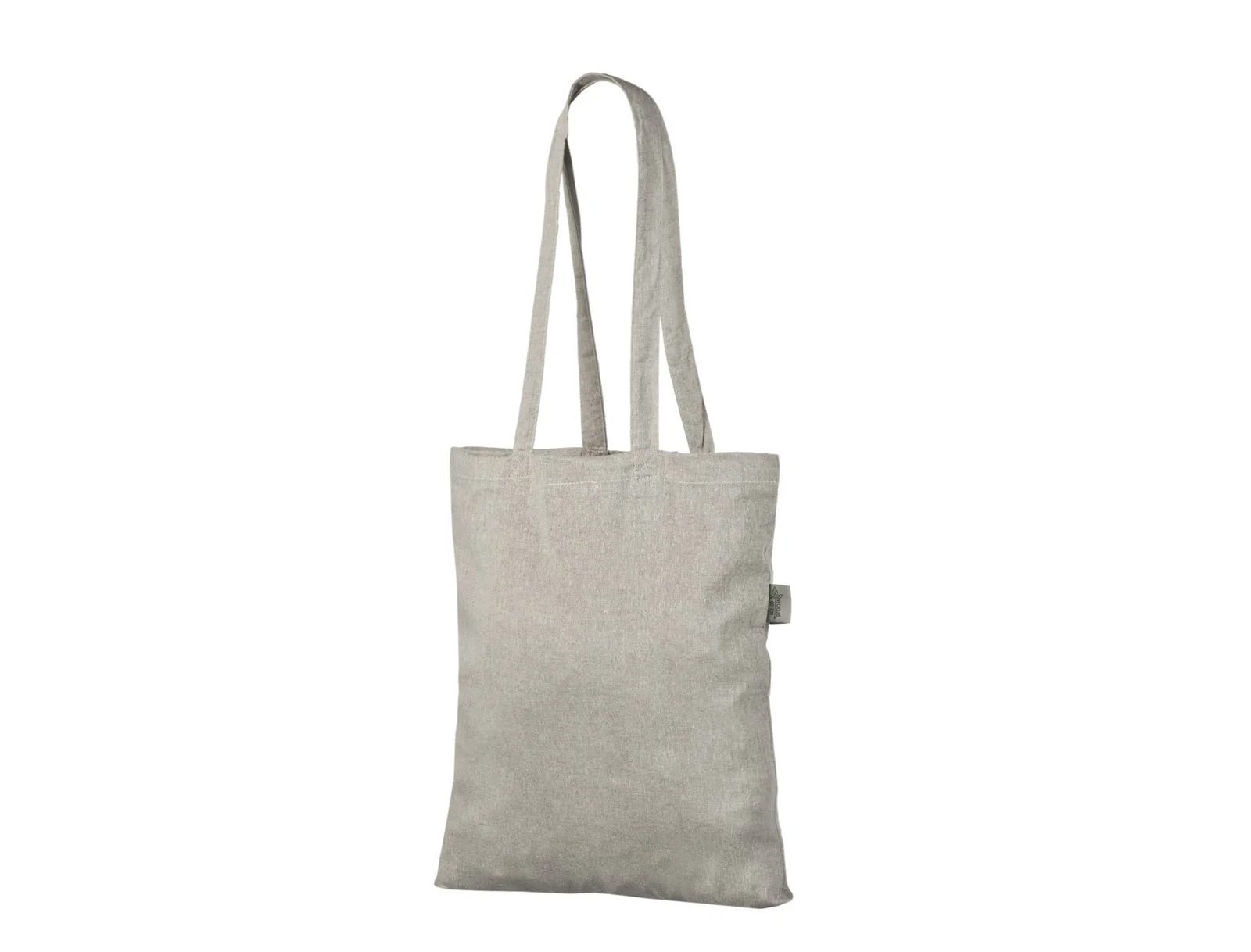 Tote bag en coton recyclé, gris clair 140 g/m², anses longues, non imprimé