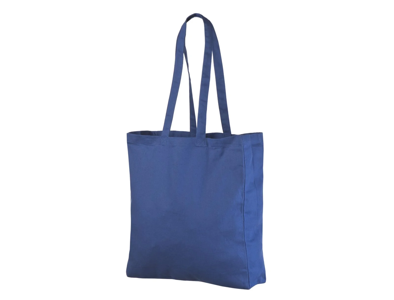 Borsa shopper in cotone 220 g/m² con soffietto blu royal, non stampata