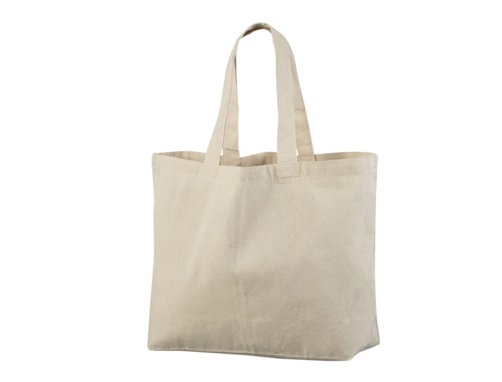Wide natural cotton tote bag with short handles